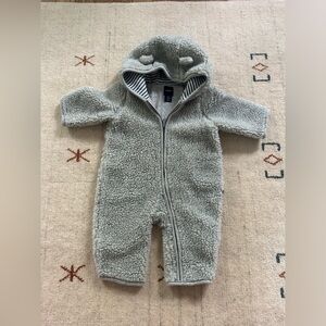 BabyGap gray fleece one piece, size 0-3.  With the cutest ears on the hood.
